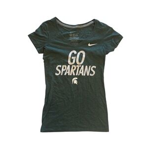 Nike Women’s Green V Neck Michigan State 'Go Spartans' T-Shirt Size XS NCAA